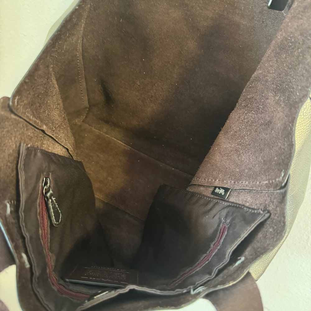 Coach Metallic Silver Tote with Brown Handles - Picture 4 of 4